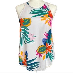Old Navy Women's white tropical hawaiian print floral sleeveless tank—Sz SP